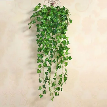 Populárne Domova Zelená Rastlina Brečtan Leaf Umelý Kvet Plastové Garland Viniča