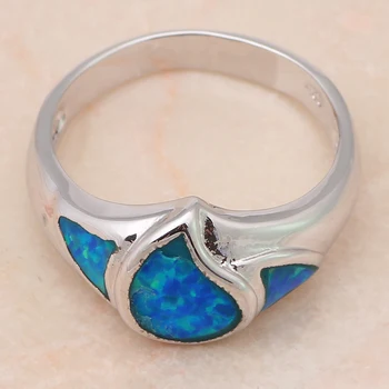 Populárne Výročie darčeky dizajn Blue fire Opal Striebro pečiatkou Krúžky módne šperky USA veľkosť#6.75 #7.5 OR433