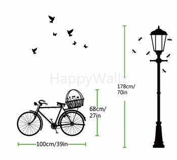 Pouličné Lampy Bicykli Stenu, Nálepky na Bicykel Lampa na Stenu Odtlačkový DIY Zdobenie Moderné Vinylové Nástenné Svietidlo Tapety Odstrániteľné Stenu, Nálepky M2