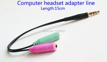 Počítač headset adapter-line kábel 3,5 mm do jednotky 2x3.5 mm Počítača(Mobilný telefón), Počítač headset.Mobilného telefónu headset adapter