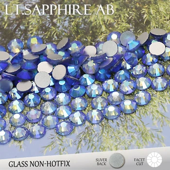 Pplk. Sapphire AB SS3 SS4 SS5 SS6 SS10 SS20 SS30 pre Nail Art, Kamienky Lesk Ploché Späť Crystal DIY Non rýchlu Opravu kameň štrasom
