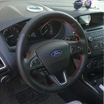 Pravá Koža Auto Volant, Kryt pre Ford Focus 2 3 2017 auto-poťahy na volanty-koliesko