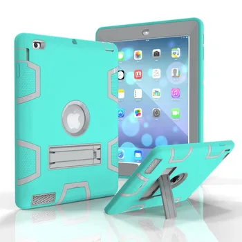 Pre Apple iPad 3, iPad 4 Deti Bezpečné Brnenie Shockproof Ťažkých Kremíka+PC Stojan Späť puzdro Pre ipad 2 3 4 Tablet PC
