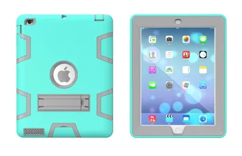 Pre Apple iPad 3, iPad 4 Deti Bezpečné Brnenie Shockproof Ťažkých Kremíka+PC Stojan Späť puzdro Pre ipad 2 3 4 Tablet PC