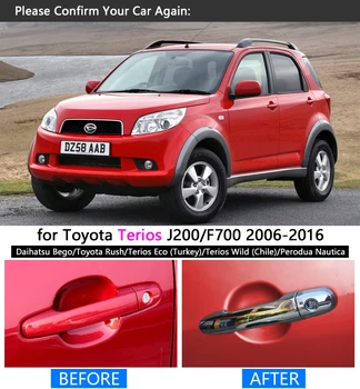 Pre Daihatsu Terios Bego 2006 - 2016 Chrome Dverí Rukoväť Kryt pre Toyota Rush Eco Wild Perodua Nautica J200 F700 Auto Styling