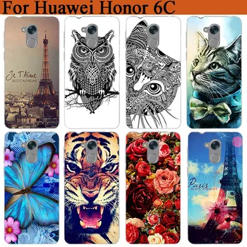 Pre Huawei Honor 6C puzdro Tiger Sova Rose Vzor Mäkké Tpu puzdro Pre Huawei Nova Smart Užite si 6S Česť 6C Ochranné Telefón Taška