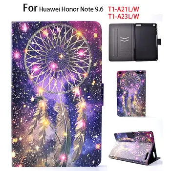 Pre Huawei Mediapad T1 10 Flip Kožené puzdro Na Huawei Honor Poznámka 9.6 T1-A21W T1 10 T1-A21L T1-A23W/L Kryt Maľované Tablet Funda