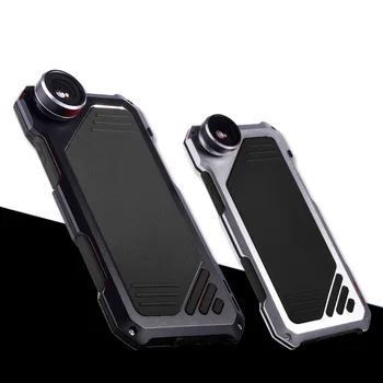 Pre iPhone 7 7plus Vodotesné Kovové Späť Mobil Kryt Prípade Anti-Drop širokouhlý Makro Objektív Fotoaparátu Ochrana Telefónu Taška Prípade