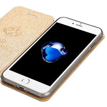 Pre iPhone 8 Prípade Kožené Mofi 360 Chrániť Shockproof Späť Silikónové Flip Luxusné Zlaté Ružová 4.7 5.5 puzdro pre iPhone 8 iPhone8 Plus