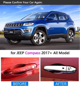 Pre JEEP Compass 2017 2018 Luxusné Chrome Dverí Rukoväť Kryt Výbava Nastaviť pre 4Door Nikdy Hrdzu Auto Príslušenstvo Nálepky Auto Styling