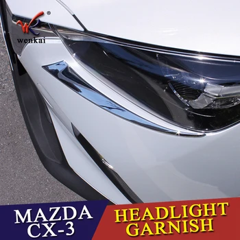 Pre Mazda CX-3 CX3 2016 2017 2018 Chrome ABS Predné Vedúci Svetlo Lampy Viečka Obočie Trim 2 ks Auto Príslušenstvo Styling