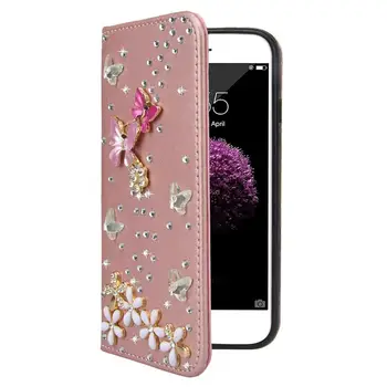 Pre Samsung Galaxy A3 A5 J3 J5 2017 Prípadoch Luxury 3D Diamond Kože Flip puzdro Pre iPhone 7 Lesk Peňaženky Kryt Na Huawei Prípade