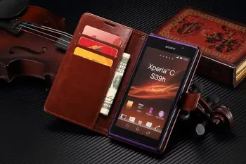 Pre Xperia C držiteľa karty cover obal pre Sony Xperia C C2305 kožené telefón prípade, ultra tenkú peňaženku flip cover doprava Zadarmo