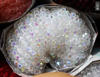 Predaj Bielej AB Farebné 100ks 4 mm Bicone Rakúsko Crystal Korálky kúzlo Sklenené Korálky Voľné Dištančné Guľôčok pre DIY Šperky Robiť
