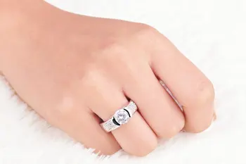 Predaj Crystal Strany Krúžok Snubné Prstene Pre Ženy Anel Plata Pár Zapojenie Svadobných Doplnkov Casamento Šperky 14R8680