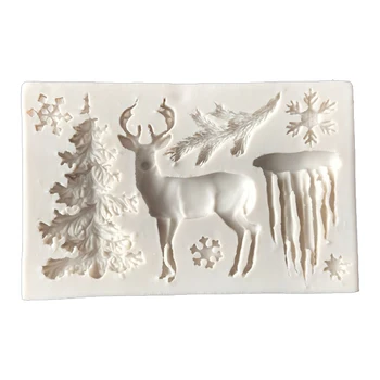 Predaj Vianočných Elk Snowflake Silikónové Tortu Formovať Čokoládu Jelly Pečenie Forma Cukru, Remeselné Nástroje Fondant Cake Zdobenie
