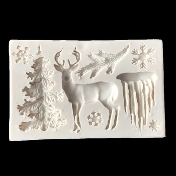 Predaj Vianočných Elk Snowflake Silikónové Tortu Formovať Čokoládu Jelly Pečenie Forma Cukru, Remeselné Nástroje Fondant Cake Zdobenie