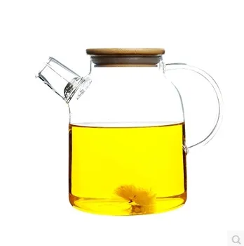 Pribrala kvet kanvica Domácnosti Teplo-odolný nevýbušnom sklenená kanvica studenej vody fľašu veľkú kapacitu čaj kanvica