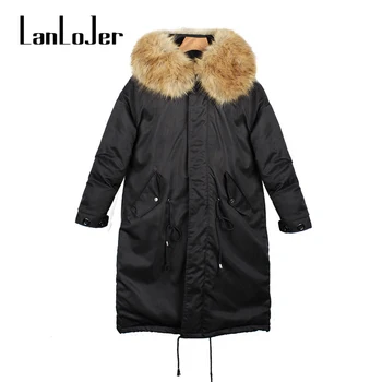 Pridať hnojivo na zvýšenie veľkosť dámske zimné 2018 nové 200 kg kórejská verzia dlho kožušiny golier bavlna kabát Z91