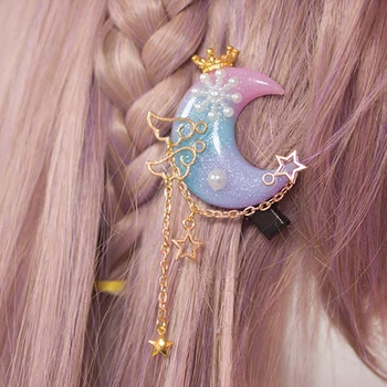 Princezná sladké lolita ZLO COMPATIBLE pasce Ručné mäkké mesiac, hviezdy koruny pearl vlasy pre lolita dievčatá najlepší výber GSH107