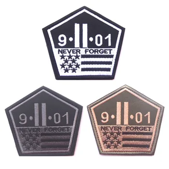 Pripomíname 9.11 Spojené Štáty plyn Výšivky taktická vojenská škvrny odznaky na odevy oblečenie HÁK/SLUČKY 8.7*8.3 CM