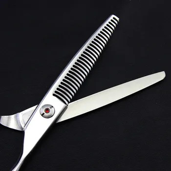Prispôsobenie odbornej japonsko 440c ocele 6 palcový vlasy nožnice Zakrivené rednutie holič make-up nožnice nožnice na plech kadernícke nožnice