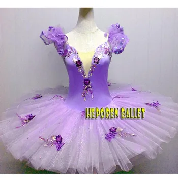 Prispôsobený Lila Balet Tutus Fialová Baletné Šaty S Krídlami Na Chrbte,Fialový Kvet Krídlo Balet Kostýmy Pre Lilacs Baletu