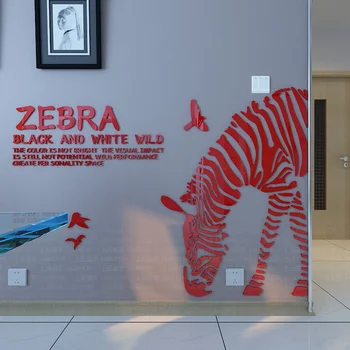 Prispôsobený ZEBRA 3d crystal akrylových 3d pozadie veľké dekorácie detskej izby samolepky na stenu