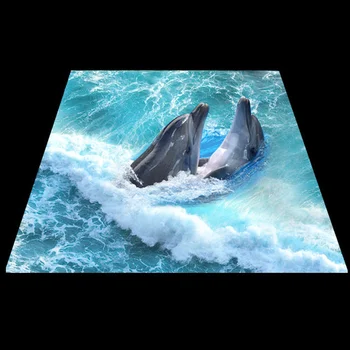 Prispôsobiť Akejkoľvek Veľkosti Podlahy Tapety 3D Stereoskopické Dolphin Tichom Kúpeľňa Podlahy, Nástenné samolepiace Nepremokavé Podlahy Tapety