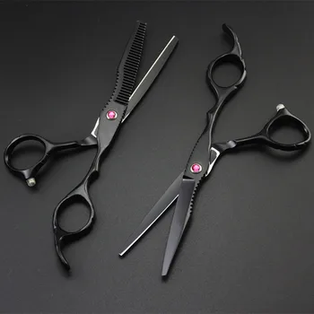 Profesionálne japonsko 6 palcové Čierne vlasy nožnice nastaviť rezanie holič makas vlasy salon scisors rednutie kadernícke nožnice na plech nožnice