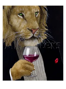 Profesionálne pet lion portréty Víno Kráľ Bude Bullas ručne maľované Plátno art obraz v olejomaľbe Vysokej kvality