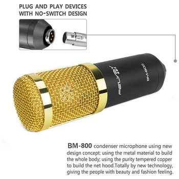 Profesionálne Štúdio Vysielanie bm 800 kondenzátorových mikrofónov Zvuku, Štúdiová Nahrávka Rozhlasového Mikrofónu Šok Podporuje Audio Adaptér