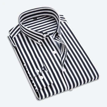 Pruhované Tričko Mužov Dlhé Rukávy Bavlna Business Ležérne Pánske Tričko sociálne košieľka Šaty Slim Fit Oblečenie Muž Košieľka Homme