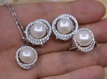 Prírodné AAA+ perly 925s sady 11-12mm šperky s 925s reťazca(6color vybrať)