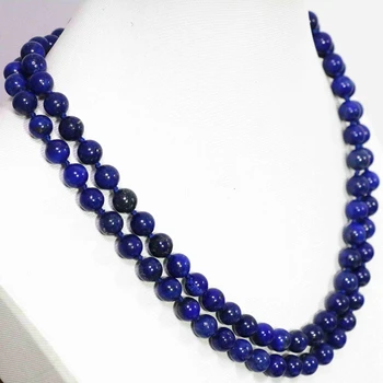 Prírodné Egyptský modrý kameň lapis lazuli dlhým reťazcom náhrdelník okrúhle korálky 8,10,12 mm módne, elegantné šperky 36inch B1484