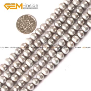 Prírodné Kolo Perly umelo Pestované Perly Pre Šperky, Takže 6-7mm 15inches DIY Šperky ping Veľkoobchod Gem-vnútri