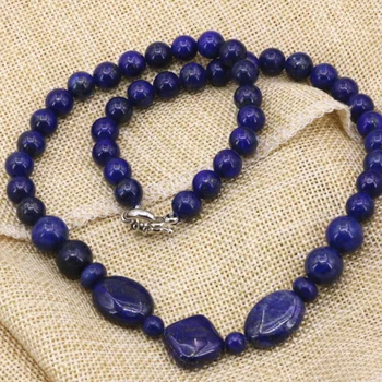 Prírodné lapis lazuli kameňa 8 mm okrúhle korálky prívesok reťazca náhrdelník pre ženy vysoký stupeň darčeky choker šperky 18-palcové B3203