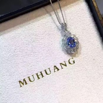 Prírodné modré tanzanite prívesok S925 striebro Prírodný drahokam Prívesok Náhrdelník módne, Luxusné, elegantné ovocie ženy darček šperky