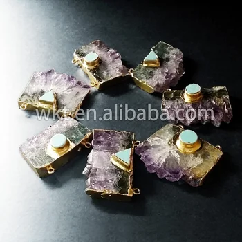 Prírodné plátok crystal Prívesok charms zlatom eletroplated na ostrú,howlite Prívesok s manželskou kauciu (WT-P281)