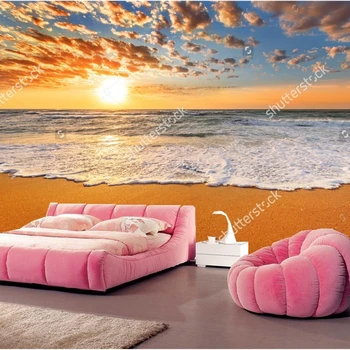 Prírodné scenérie tapetu,Farebné ocean beach sunrise,3D foto nástenná maľba na obývacia izba, spálňa reštaurácia stenu, vinylové tapety