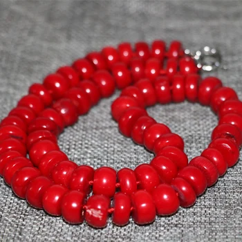 Prírodné červené koraly abacus korálky reťazca choker náhrdelník pre ženy, svadobné vysokej kvality dary nové módne šperky 20-palcový B2916