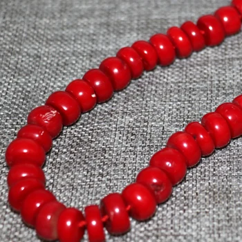 Prírodné červené koraly abacus korálky reťazca choker náhrdelník pre ženy, svadobné vysokej kvality dary nové módne šperky 20-palcový B2916
