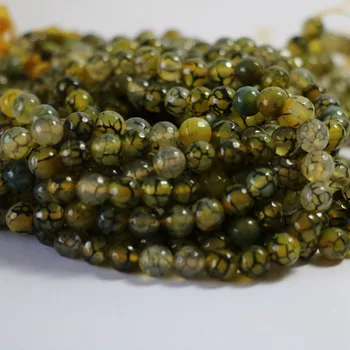 Prírodný kameň carnelian onyx Žltá Dračie Žily agat 6 mm 8 mm 10 mm 12 mm tvárou Kolo Voľné Korálky šperky zistenia 15 palcov A11