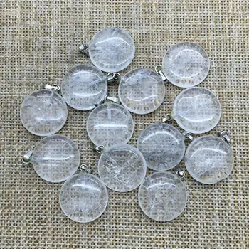 Prírodný Kameň Kúzlo, Náušnice, Prívesky, 20 mm Mince Tvar Rock Crystal DIY Šperky Náušnice