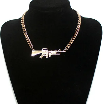 Príslušenstvo fashion star ťažkých kovov rihanna pištole scatter-zbraň náhrdelník žena náhrdelník Populárne zlato a striebro Muž náhrdelník
