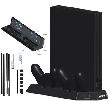 PS4 Pro Zvislý Stojan Chladiaci Ventilátor Dual Regulátor Nabíjania Stanice HUB+Prachu dôkaz auta Oka Jack Zátka pre PS4 Pro Hra Časti