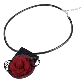 PU Koža Červená/Modrá/Čierna Kvet 2 v 1 Choker Náhrdelník Pre Ženy Romantický Darček v Európskom Štýle Strany Šperky Veľkoobchod YB267
