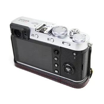 PU Kožené Pol puzdro pre Fujifilm Fuji X100F Fuji X100F Digitálny Fotoaparát Brown/Black/Káva S akumulátorom Otvorenie