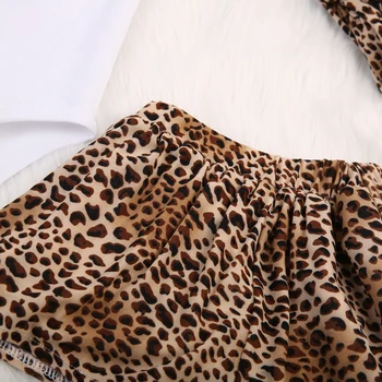 Pudcoco Novorodenca Dievča Oblečenie Súpravy s Leopard Romper+Tutu Sukne+hlavový most 1. Narodeniny Party Oblečenie Malé Dieťa Šaty