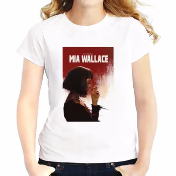 Pulp fiction Mia Wallace t shirt ženy, nové letné biele Tees tričko mäkké Priedušné tričko Krátky Rukáv bežné T-Shirts femme